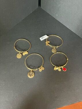 Alex and Ani Gold Tone Bangle Charm Bracelets lot of 4